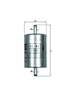 MAHLE Brændstof-filter kl86 Lednings 126,9mm for LANCIA FIAT