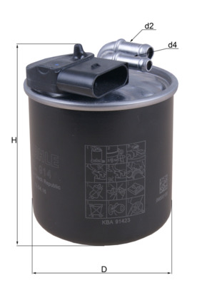 KNECHT Brændstof-filter kl914 med filtervarme diameter_mm_200|Diameter [mm]|86,5 height_mm_209|Højde [mm]|123,8 inlet__mm_916|Indgangs-Ø [mm]|10 outle