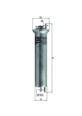 MAHLE Brændstof-filter kl96 Lednings 310mm for BMW