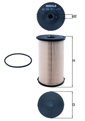 KNECHT Brændstof-filter kx220d Filterindsats diameter_mm_200|Diameter [mm]|78,5 height_mm_209|Højde [mm]|136 inner_diameter_2_mm_996|Indvendig diame