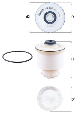 KNECHT Brændstof-filter kx573d Filterindsats diameter_mm_200|Diameter [mm]|87,5 height_mm_209|Højde [mm]|104,5 inner_diameter_2_mm_996|Indvendig diame
