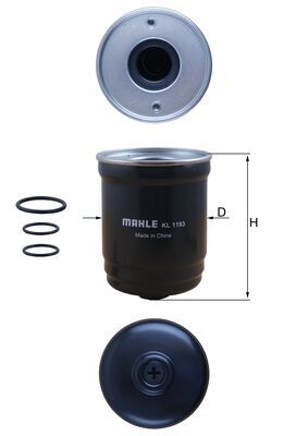 MAHLE Brændstof-filter kl1193d Lednings 134mm for HYUNDAI