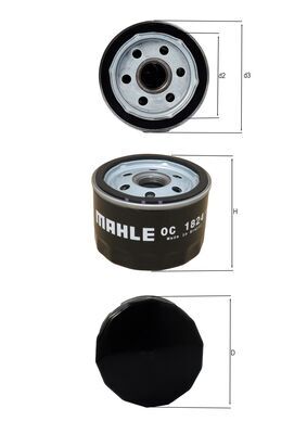MAHLE Oliefilter oc1824 Påskruet 63mm for BMW