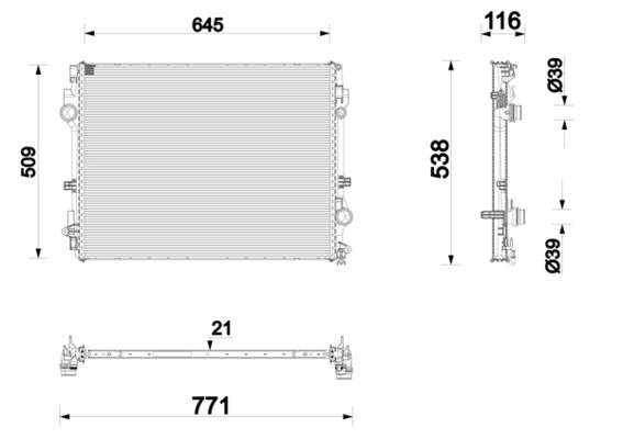MAHLE Køler, motorkøling CR 2873 000P for MERCEDES-BENZ REACH