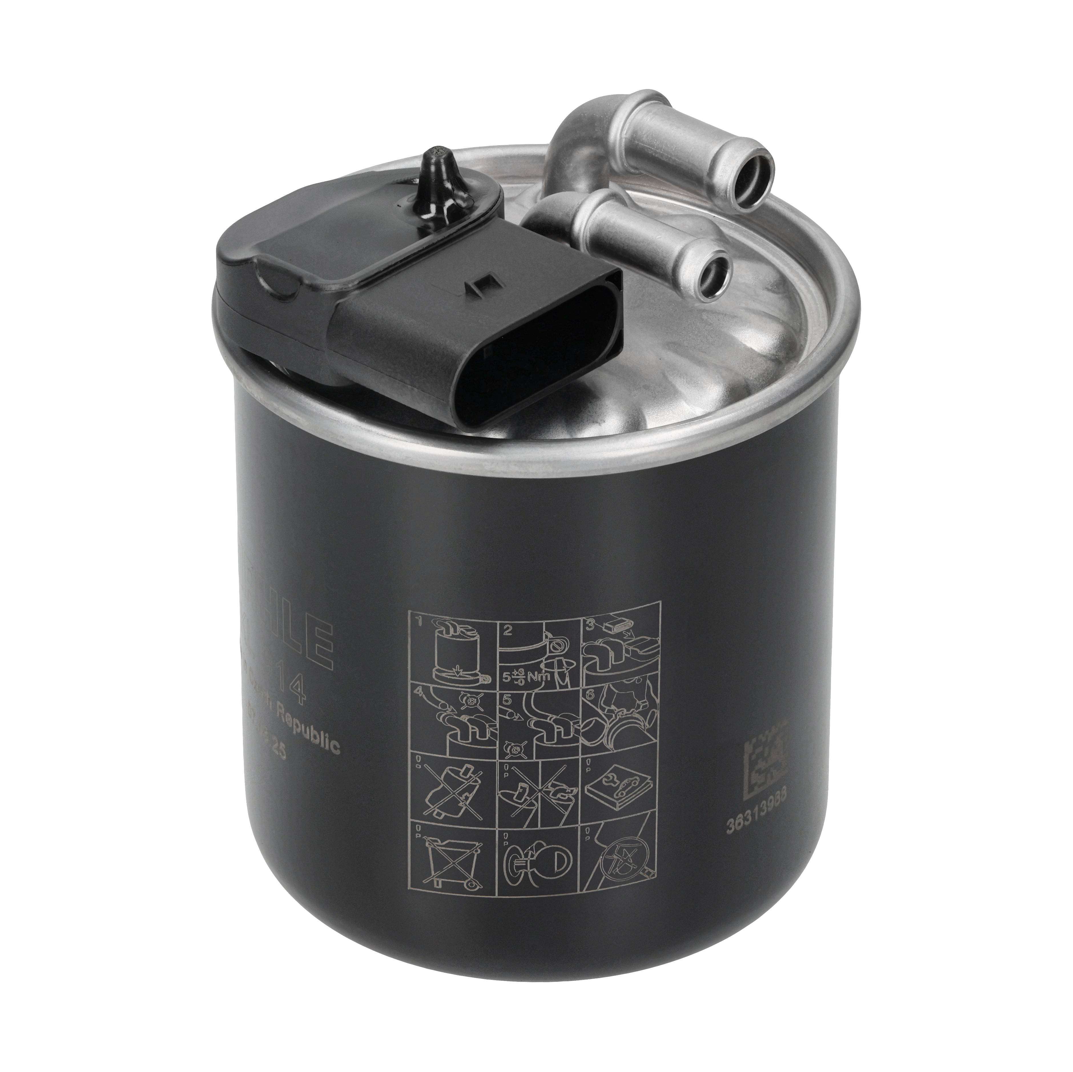 MAHLE Brændstof-filter kl914 med filtervarme diameter_mm_200|Diameter [mm]|86,5 height_mm_209|Højde [mm]|123,8 inlet__mm_916|Indgangs-Ø [mm]|10 outlet