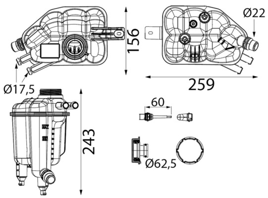 MAHLE Ekspansionsbeholder, kølevæske crt350000s for LAND ROVER