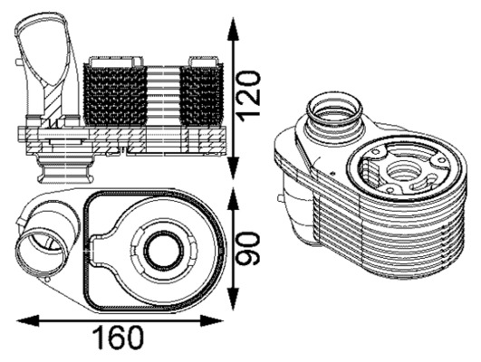 MAHLE Oliekøler, motorolie CLC 203 000S for IVECO FIAT
