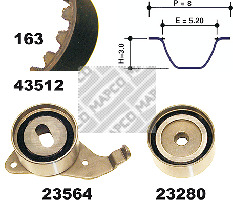 MAPCO Tandremssæt 23512 for LEXUS TOYOTA