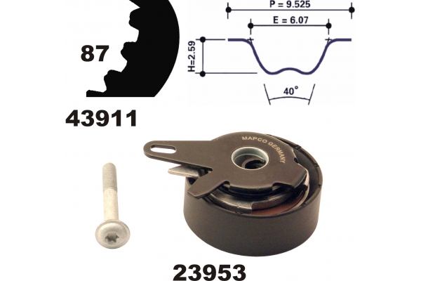 MAPCO Tandremssæt 23911 for VW AUDI