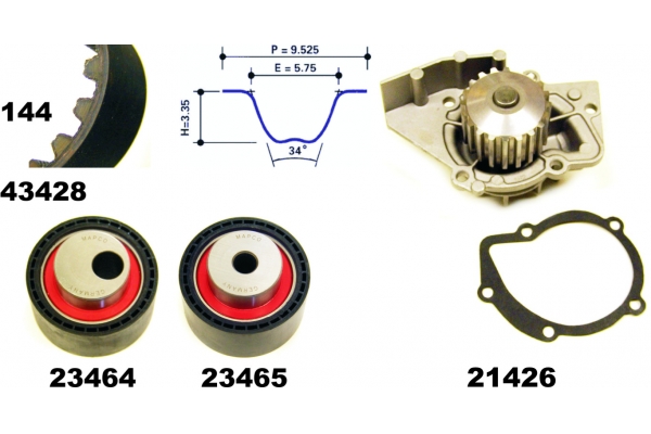 MAPCO Vandpumpe + tandremssæt 41428 for FORD GENERAL MOTORS PEUGEOT CITROËN FIAT LANCIA MAZDA SUZUKI TOYOTA