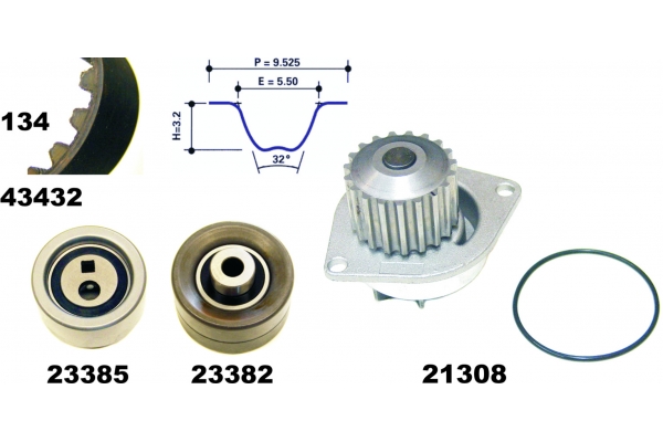 MAPCO Vandpumpe + tandremssæt 41432 for PEUGEOT CITROËN