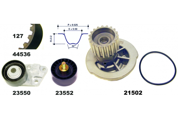MAPCO Vandpumpe + tandremssæt 415361 for CHEVROLET DAEWOO