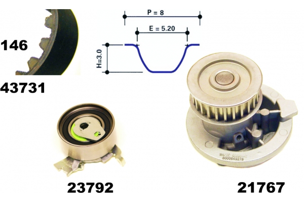 MAPCO Vandpumpe + tandremssæt 417311 for OPEL DAEWOO GENERAL MOTORS
