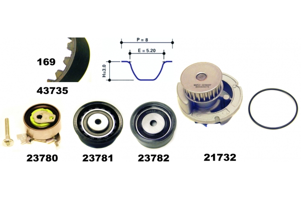 MAPCO Vandpumpe + tandremssæt 417351 for OPEL GENERAL MOTORS