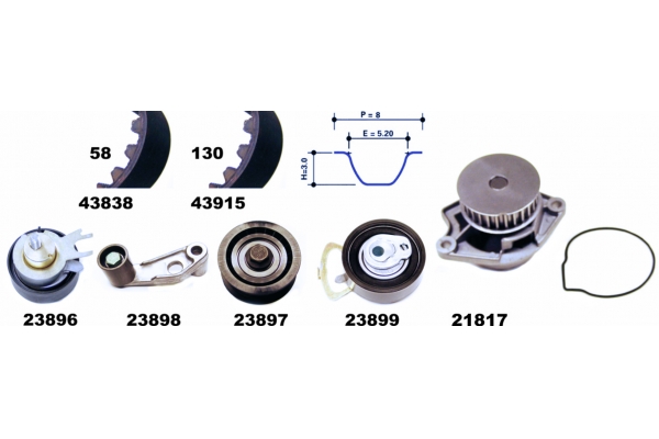 MAPCO Vandpumpe + tandremssæt 41838 for VW VW (SVW) VAG