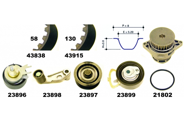 MAPCO Vandpumpe + tandremssæt 41838/2 for VW SEAT AUDI VAG