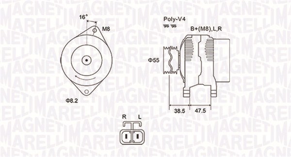 MAGNETI MARELLI Generator 063731798010 for HYUNDAI