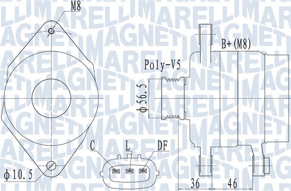 MAGNETI MARELLI Generator 063732127010 for HYUNDAI