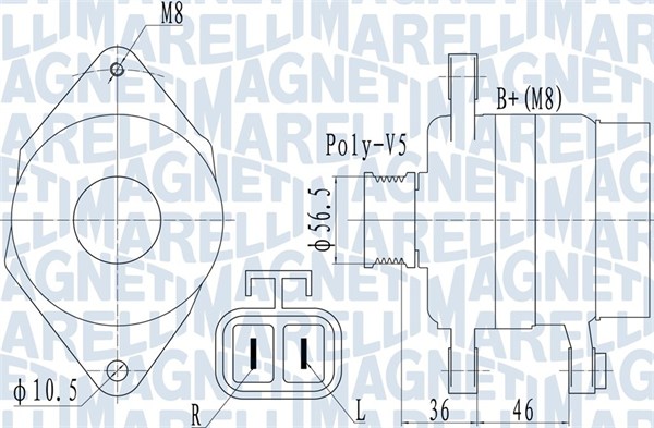MAGNETI MARELLI Generator 063732128010 for HYUNDAI