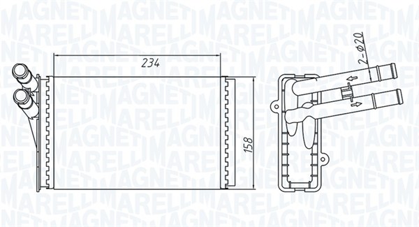 MAGNETI MARELLI Varmeelement, kabinevarme 350218409000 for VAG