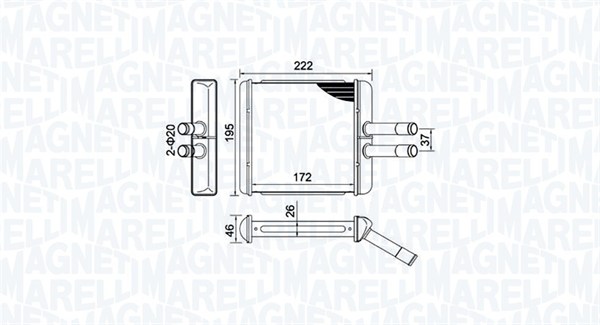 MAGNETI MARELLI Varmeelement, kabinevarme 350218429000 for DAEWOO