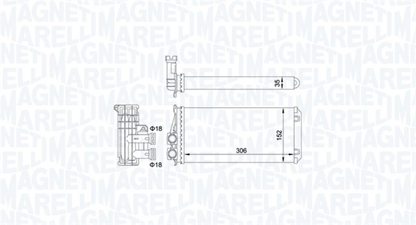 MAGNETI MARELLI Varmeelement, kabinevarme 350218435000 for DS
