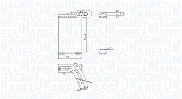 MAGNETI MARELLI Varmeelement, kabinevarme 350218447000 for VAG
