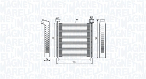 MAGNETI MARELLI Varmeelement, kabinevarme 350218448000 for VAG