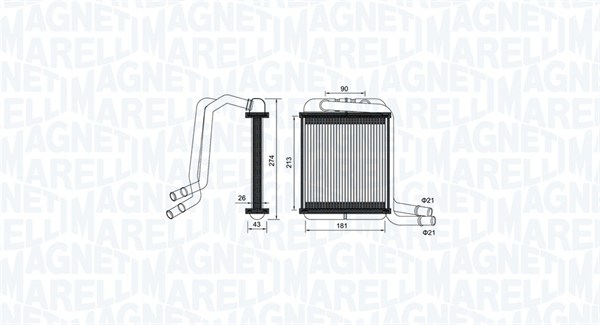 MAGNETI MARELLI Varmeelement, kabinevarme 350218458000 for VAG