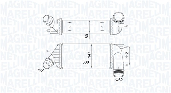 MAGNETI MARELLI Ladeluftkøler 351319204140 for ALFAROME/FIAT/LANCI CITROËN/PEUGEOT
