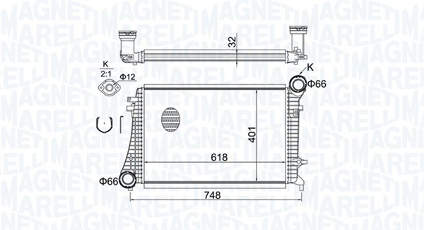 MAGNETI MARELLI Ladeluftkøler 351319204240 for VAG