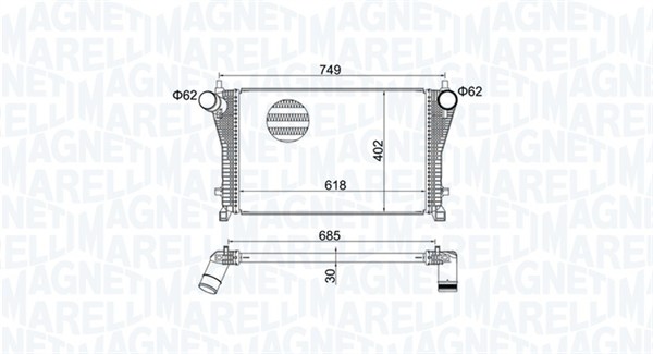 MAGNETI MARELLI Ladeluftkøler 351319205370 for VAG
