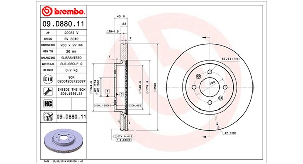 MAGNETI MARELLI Bremseskive 360406168201 ventileret 280mm 22mm for KIA
