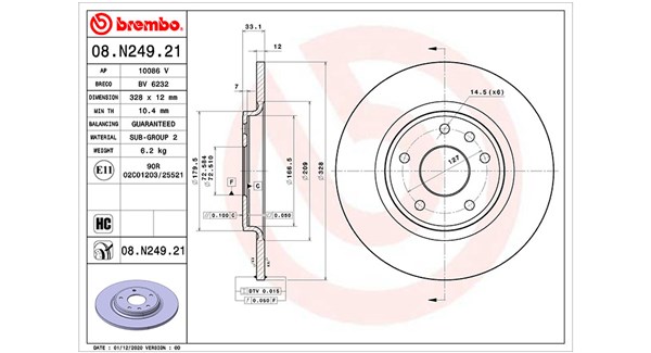 MAGNETI MARELLI Bremseskive 360406172301 fuld 328mm 12mm for RAM CHRYSLER FIAT DODGE VW