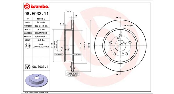 MAGNETI MARELLI Bremseskive 360406173501 fuld 292mm 11mm for TOYOTA