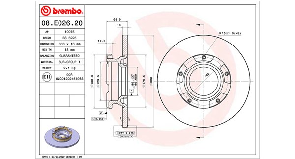 MAGNETI MARELLI Bremseskive 360406174400 308mm 16mm for FORD FORD (JMC)