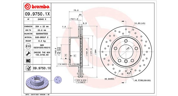 MAGNETI MARELLI Bremseskive 360406174502 perforeret 284mm 22mm for BMW