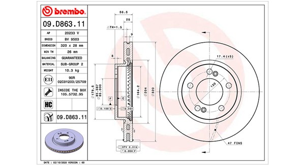 MAGNETI MARELLI Bremseskive 360406174701 ventileret 320mm 28mm for SSANGYONG
