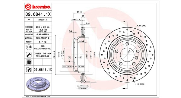 MAGNETI MARELLI Bremseskive 360406175702 perforeret 298mm 20mm for BMW