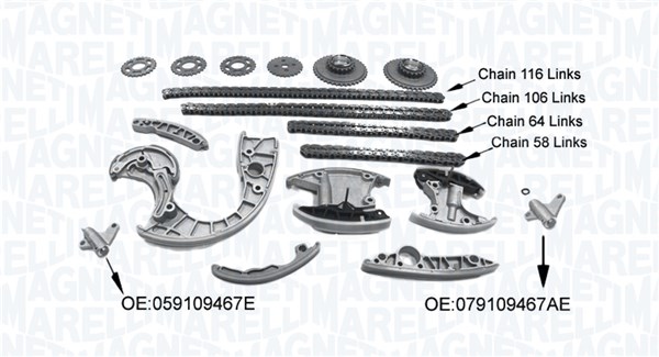 MAGNETI MARELLI Styrekædesæt 341500001580 for VW AUDI VAG