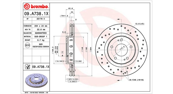 MAGNETI MARELLI Bremseskive 360406176102 perforeret 294mm 24mm for PEUGEOT CITROËN MITSUBISHI