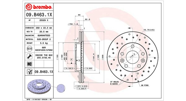 MAGNETI MARELLI Bremseskive 360406176602 perforeret 269mm 22mm for NISSAN DACIA RENAULT