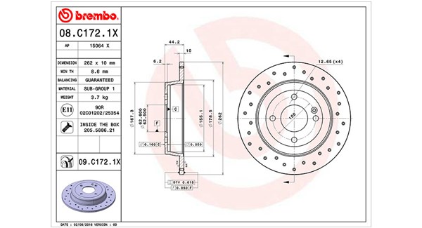 MAGNETI MARELLI Bremseskive 360406135002 fuld 262mm 10mm for KIA HYUNDAI