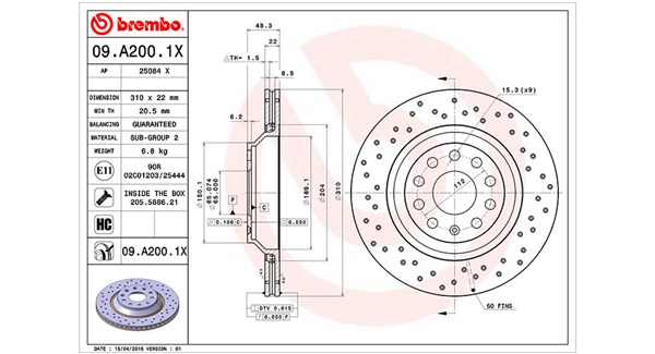 MAGNETI MARELLI Bremseskive 360406140002 ventileret 310mm 22mm for VW VW (FAW)