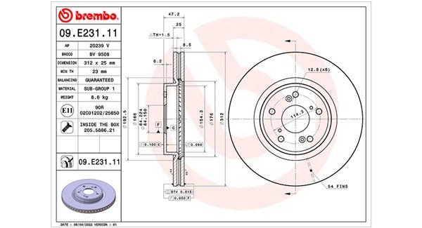 MAGNETI MARELLI Bremseskive 360406177501 ventileret 312mm 25mm for HONDA ACURA (GAC)