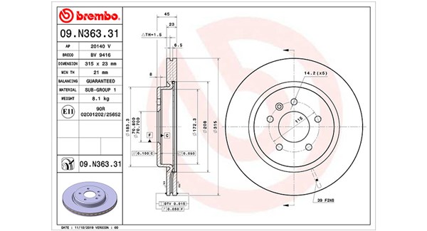 MAGNETI MARELLI Bremseskive 360406177601 perforeret 315mm 23mm for VAUXHALL BUICK (SGM) OPEL
