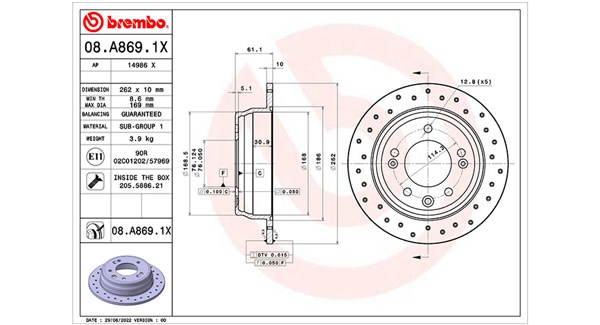 MAGNETI MARELLI Bremseskive 360406177802 perforeret 262mm 10mm for HYUNDAI KIA KIA (DYK)