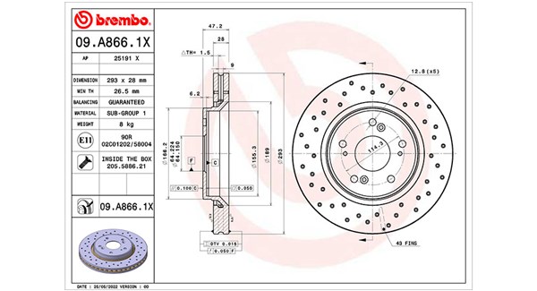 MAGNETI MARELLI Bremseskive 360406178202 perforeret 293mm 28mm for HONDA