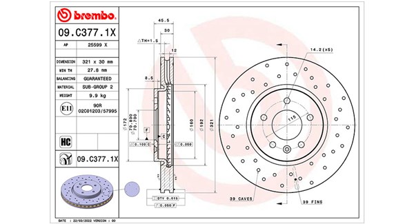 MAGNETI MARELLI Bremseskive 360406178302 perforeret 321mm 30mm for OPEL VAUXHALL