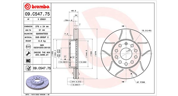 MAGNETI MARELLI Bremseskive 360406178405 lukket 276mm 24mm for VW VW (SVW)
